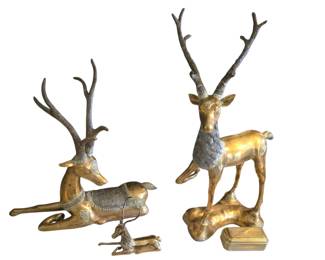 Brass Deer with Bronzed horns
