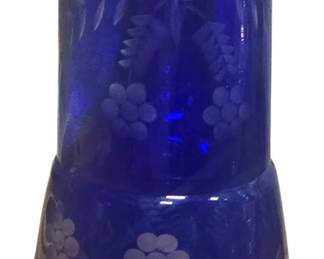 vintage Czech Cobalt blue bedside Carafe and glass set