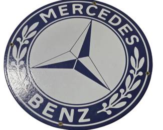 Porcelain Round Mercedes Sign 113/4" round
