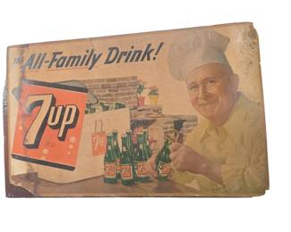 Vintage 7up cardboard sign 21" X 33"