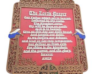 Wooden The Lords Prayer plaque 28 inches by 2 feet