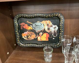 Coca-Cola Fondue Cheese Party Metal Tray - Coca-Cola Glasses - Tom & Jerry Jelly Jar Glass