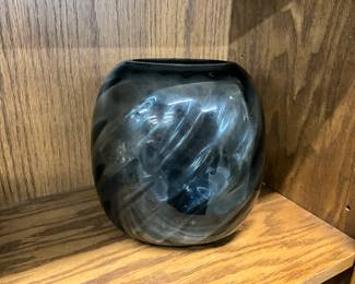Iridescent Blue Candle Holder or Vase