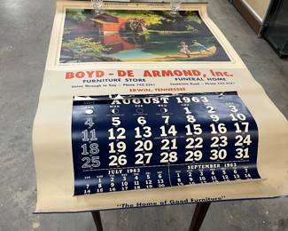 1963 Advertising Calendar for Boyd - De Armond Furniture Store Funeral Home in Erwin TN
