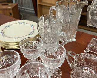 Assorted Clear Glass Serving Items