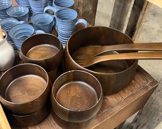 Teak Wood Salad Bowl Set