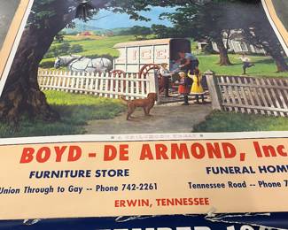 1965 Advertising Calendar for Boyd - De Armond Furniture Store Funeral Home in Erwin TN