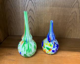 Murano Spatter Solifleur Stem Glass Bulb Vase