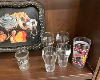 Coca Cola Glasses & Coke Tray - Tom & Jerry Jelly Jar Glass