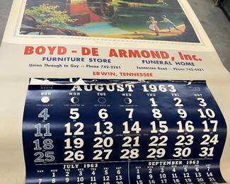 1963 Advertising Calendar for Boyd - De Armond Furniture Store Funeral Home in Erwin TN