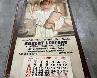 1965 Advertising Calendar for Robert Ledford Funeral Home & Chapel in Erwin TN