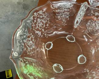 Uranium Glass - Fostoria Glass Chintz Serving Bowl
