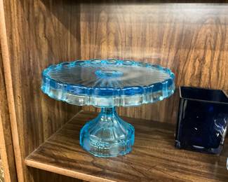 Fostoria Coin Glass Blue Cake Plate