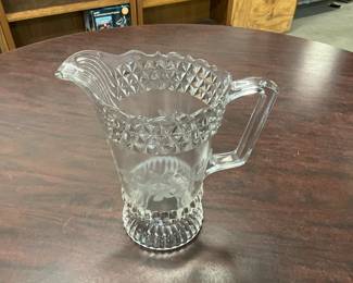 Uranium Glass - Adams Glass Water Pitcher w/Wildflower Pattern