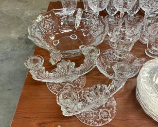 Uranium Glass - Fostoria Glass Baroque Candlestick Holders