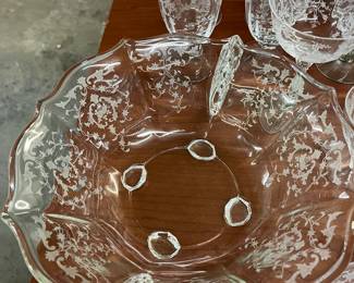 Uranium Glass - Fostoria Glass Chintz Serving Bowl