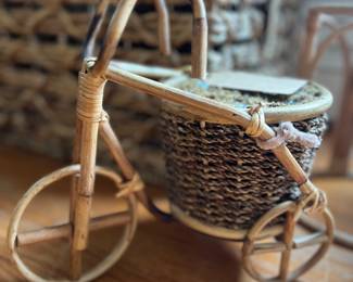 Vintage wicker bike planter.