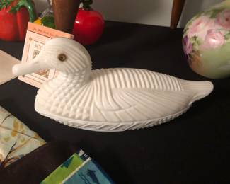 Vintage Milk Glass Duck Trinket/Candy Dish