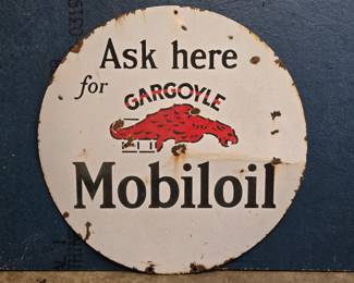 Ask Here For Gargoyle Mobiloil Double Sided Porcelain Sign
