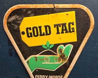 Gold Tag Ferry Morse Seed Company Metal Embossed Sign