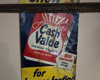 Chew Cash Value Chewing Tobacco Metal Sign