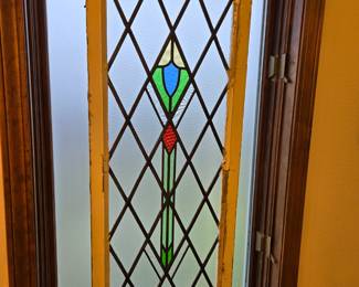 Matching Wood Framed Stained Glass Church Window Panels