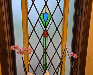 Matching Wood Framed Stained Glass Church Window Panels