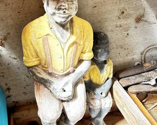 Concrete Black Americana Fishing Statues