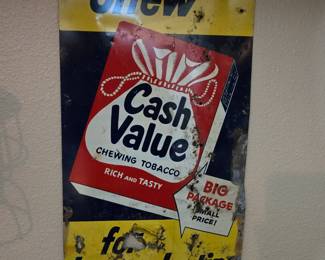Chew Cash Value Chewing Tobacco Metal Sign