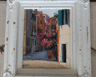 Nicely framed original oil on board of Venetian street scene, by listed Russian artist, Dmitriy Proshkin.