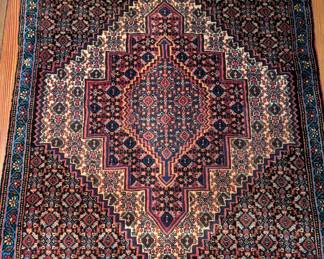 Persian hand-woven wool Bijar rug, measures 2' 5" x 3' 4".