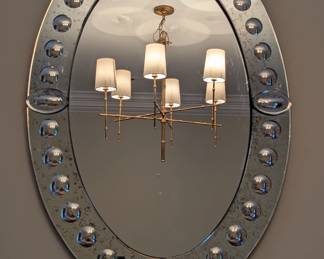 Contemporary wall mirror, w/mini-convex detail.