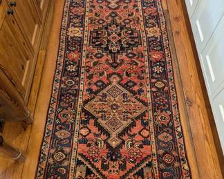 Vintage hand-woven Persian wool Anatolian runner, measures 3' 3" x 9' 3".