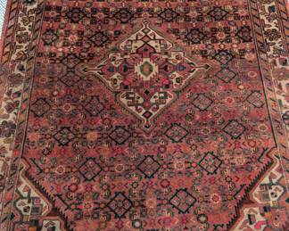 Persian hand-woven wool Lilihan Sarouk rug measures 5' 2" x 6' 8".