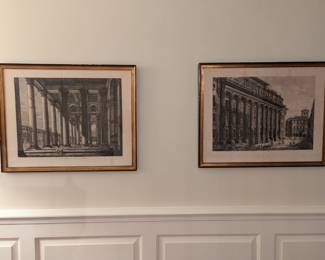 Pair of nicely framed/matted vintage architectural prints.
