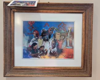 Nicely framed/matted numbered Steve Penley, for Coca-Cola art, with hand-written letter to the recipient.