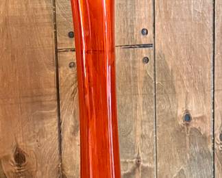 MCM Viking Art Glass Persimmon Drape Three Foil Swung Vase