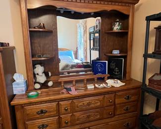 Vintage Solid Wood Dresser with Mirror