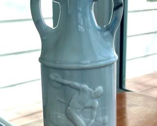 1971 Olympic Jim Beam Slag Glass Faux Marble Discus Decanter Whiskey Bottle