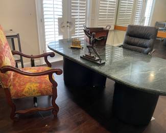 Marble desk and king chairs