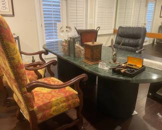 Marble Desk and office items. Much more than you see in picture.