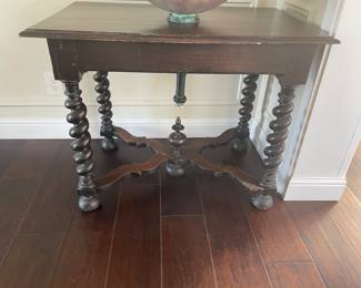 Antique spindle wood table for sink