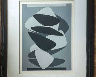 Lithograph by French artist Victor Vasarely (1906-1997)
