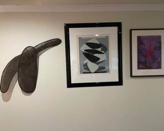 Flying Bird and Lithograph by Victor Vasarely