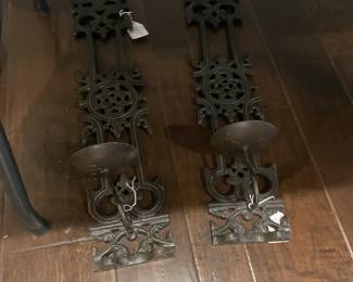Heavy iron Asian wall sconces