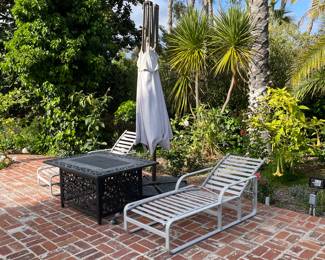 Brown Jordan Launge Chairs, Firepit, Front Gate Umbrella (Umbrella canvas needs to be replace)