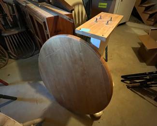 Bar height table with stools.