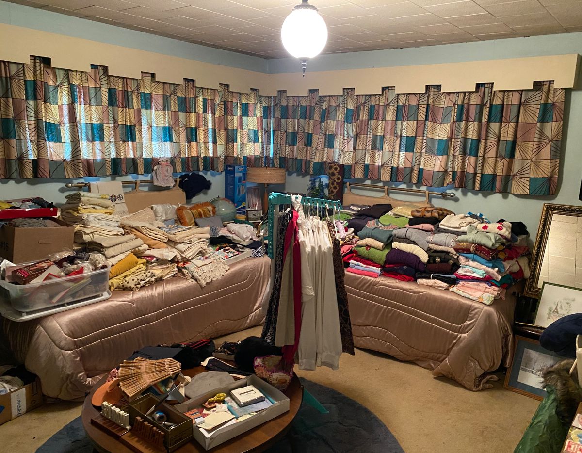 Mid-century Room with Linens, Hats, Clothing, Shoes and More