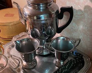 Old Electric Percolator Serving Set