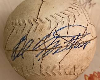 Eddie Matthews Autographed Rubber Ball Premium from Hundley Insurance and Realty Thomasville, N.C. (Probably a Premium Given at a Hi-Toms Baseball Game)